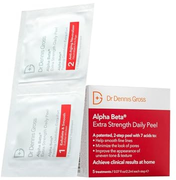 Dr. Dennis Gross Alpha Beta Extra Strength Daily Peel – 2-Step Exfoliating Pads for Enhanced Anti-Aging, Smoother Skin, and Radiant Complexion, 5 Treatments