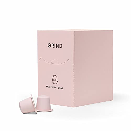 Grind Dark Blend Coffee Pods – Pack of 100 Biodegradable Capsules – 100% Arabica – Nespresso® Original Compatible Capsules – Home Compostable – Barista Quality and Specialty Grade – Dark Roast