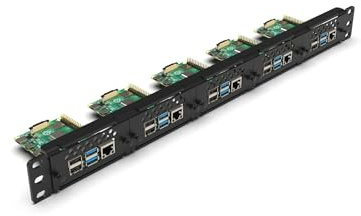 Raspberry Pi 19 inch rack mount for 5x Pi. FRONT REMOVABLE!