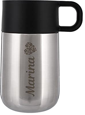 Herz & Heim® WMF Thermobecher mit Gravur - Kaffeeherz - mit Wunschnamen Silber
