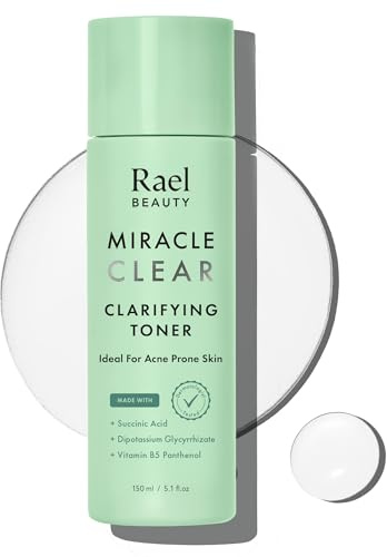 Rael Miracle Clear Toner Visage - Skincare Coreen, Réduit les Pores Dilatés, Anti-Imperfections, Peaux à Tendance Acnéique, Grasses et Sensibles, Acide Succinique, Vitamine B5, Sans Cruauté (150ml)