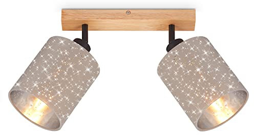 Briloner - Faretto da Soffitto, Design a Stella, Plafoniera, Girevole e Orientabile, 2 x E27, Max 25 Watt Ciascuno, Tortora, 285 x 130 x 155 mm (Max 259 mm) (LxWxH)