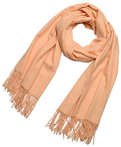DonDon Schal Damen Winter Wollschal Winterschal groß und flauschig 200 x 70 cm - Apricot