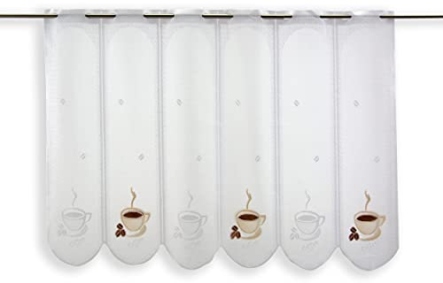 Clever-Kauf-24 Scheibengardine Kaffee Tasse Bistrogardine Höhe 60cm versch. Breiten (60x120cm)