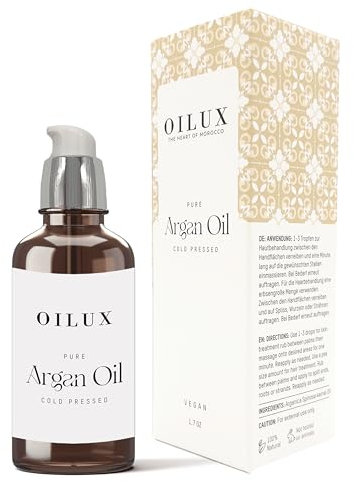 OILUX Arganöl Bio Kaltgepresst für Haut & Haare 100% Natürliches Haaröl – Organic Argan Oil - Vegan & Cruelty Free Kosmetik für Frauen & Männer…
