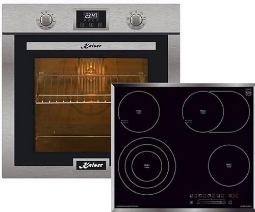 Kaiser Kit four EH 6323 + KCT 6715 - Four électrique encastrable - 79 l - Autonettoyant avec 10 fonctions - Plaque de cuisson électrique 60 cm - Autark/tournebroche/gril