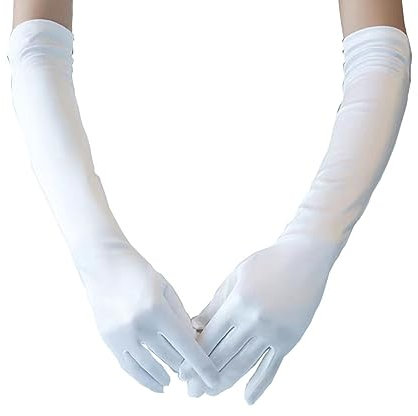 TozLu Damen-Spitzenhandschuhe, Abendhandschuhe, Handschuhe for den Alltag, Braut, Lange, glänzende Stretch-Satin-Kleiderhandschuhe for Mädchen