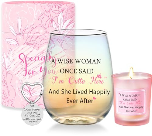 Yalucky Leaving Gifts for Colleagues Wine Glasses Retirement Gifts for Women Thank You Goodby Gift for Colleagues Friend Birthday Christmas Presents for Colleague Women Funny Pink Ladies Gift
