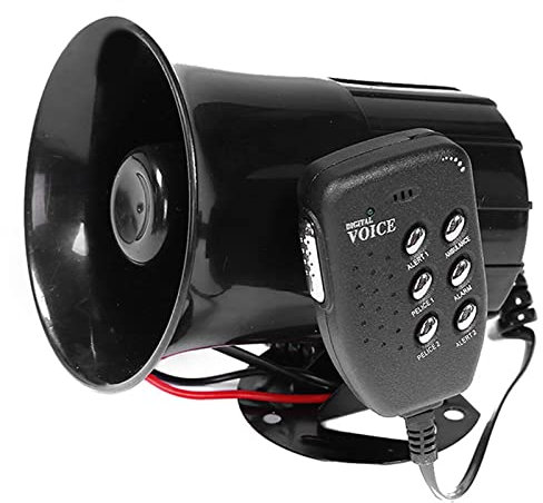 Luftbetriebene Hupe, 12 V, für Motorrad, Auto, Auto, laute Lufthupe, 6 Töne, Sirene, Lautsprecher, Megaphon, Alarm, Van, LKW, Boot, Megaphon, universelles Zubehör