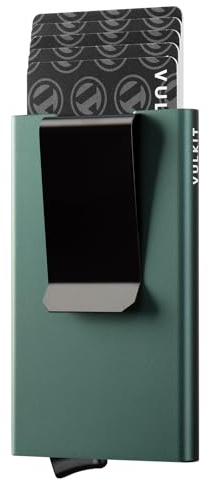 VULKIT Kartenetui Metall Geldbörse RFID Schutz Mini Herren Portemonnaie Geldbeutel Automatisch Pop Up für 5 Karten