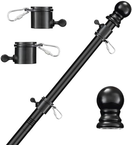 Ihomepark 6FT Flag Pole，Tangle Free Stainless Steel Weather Resistant Rustproof Flagpole Suitable for 3x5 Sports Fan Outdoor Flags, Wall-Mounted (Without Bracket) (5FT Without Bracket)