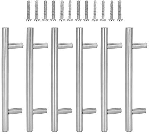 Maniglia con Barra a T in Acciaio Inossidabile da 6 Pezzi, Maniglie Per Armadietti da Cucina, Maniglie Per Cassetti in Argento, Ferramenta Per Mobili Durevole Per Armadi, Cassettiere, Capannoni