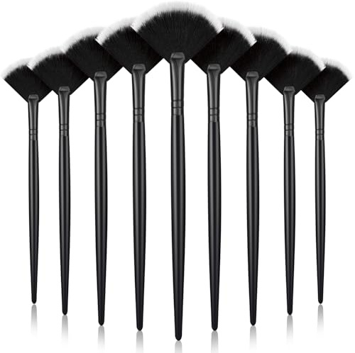 9 Pieces Facial Fan Mask Brushes, Soft Facial Applicator Brushes Tools for Peel Glycolic Makeup for Mud Cream(Black with White)