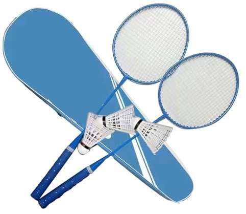 Badmintonracketset, Lätta Badmintonracketar med Fjäderbollar för Vuxna och Tonåringar (himmelsblå)