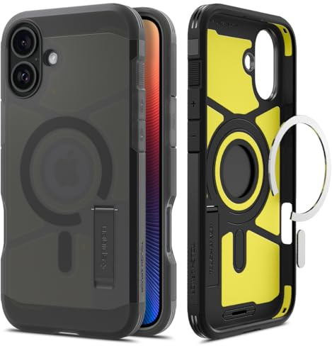 Spigen Tough Armor (AI) MagFit Case for iPhone 16, Compatible with MagSafe Accessories - Frost Black
