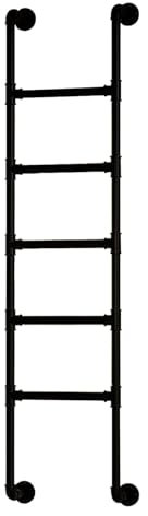 Schwarze Notleiter aus Schmiedeeisen - Kellerfenster Schachtausstiegsleitern, industrielle Etagenbettleiter aus Eisenrohren, an der Wand montierte Metallstufenleiter für kleine Räume(110cm/43in)