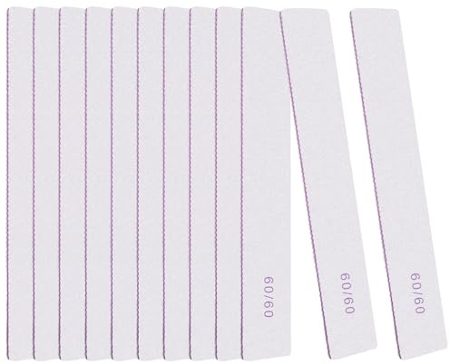 LOPHE 12 bitar nagelfilar, 60/60 korn Professionell nagelfil Dubbelsidiga nagelfilar Fyrkantig nagelfil för nagelsalonger, DIY Nail Art hemma