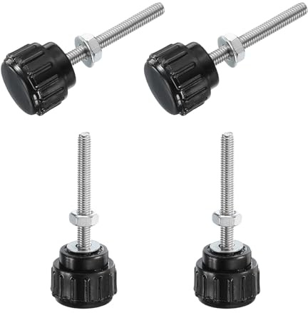 QUARKZMAN 4 Set Di Manopole A Righe Con Dadi E Rondelle, Filettatura Metrica M3 X 25mm Maschio Testa In Plastica Da 14mm, Perno In Acciaio Inox 304 Manopole Di Serraggio A Righe