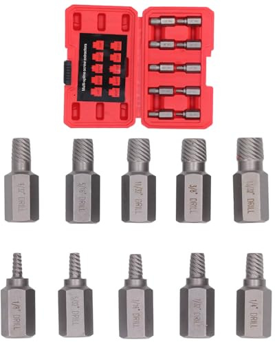 10pcs Extracteurs de Vis Head Hex - Extracteur de Boulons, Vis Cassées Boulons L'outil de Retrait avec Boîte de Rangement, pour Goujons de Vis Endommagés
