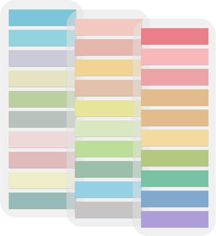 Lot de 600 bandes adhésives, 3 styles de notes adhésives, petits marqueurs pastel, autocollants, inscriptibles, pour l'école, marque-page (multicolore)