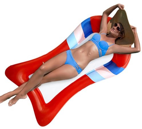 Generisch Tumbona hinchable hinchable, bronceador de sol hinchable, para piscina en tamaño adulto, cojín de aire integrado transparente, para piscina, bronceado