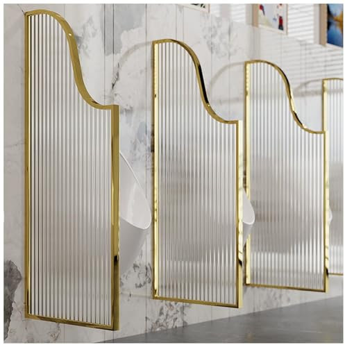 FLEPYHB Pubulische Toilettentrennwand Aus Gehärtetem Glas, Edelstahl-Urinal-Toilettentrennwand für Männer, Wandmontierte Urinal-Sichtschutzwand für Schulen, Bars, Hotels