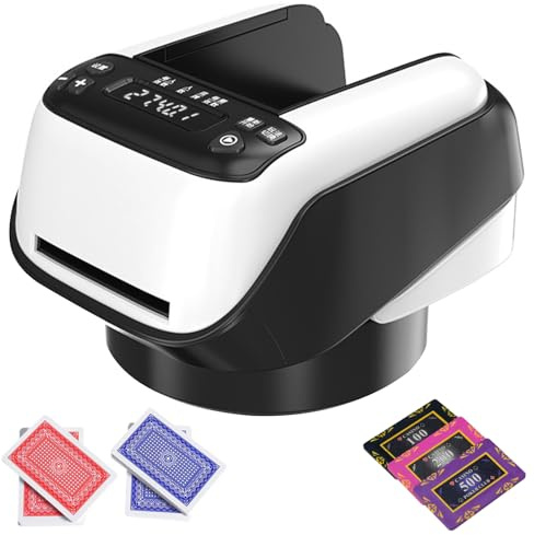 Mescolatore di Carte, Mescolatore e Distributore di Carte Automatico, capacità 4 mazzi, Rotazione a 360°, Macchina da Poker elettrica Ricaricabile, Supporto per 8 Giocatori per Giochi di Blackjack