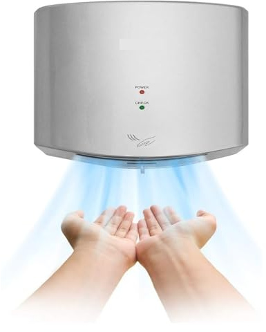 QZCX Asciugamani Elettrico, Asciugamani Compatto 1400W Argento a Risparmio energetico