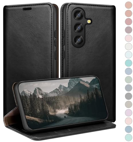 HUOUH for Samsung Galaxy S25 FE Wallet case with RFID Blocking PU Leather,Flip Folio Book covers,Credit Card Holder Shockproof Phone case Women Men for Samsung S25 FE case Black