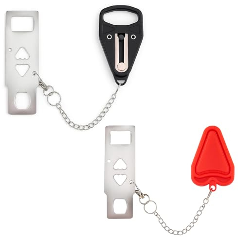 Lot de 2 serrures de porte - Verrouillage de porte sans clé - Serrure de sécurité portable avec sac de rangement - Serrure de protection supplémentaire pour famille, voyage, hôtel et location