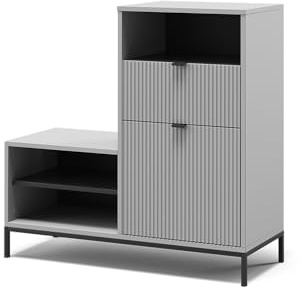 Vicco Schuhschrank Eliza, Grau, 100 x 98.5 cm | mit Tür und Schublade, geeignet zur platzsparenden Aufbewahrung von Schuhen