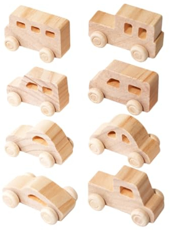 CORHAD 8 Piezas Coches de Madera DIY para Pintar Juguetes de Madera sin para Manualidades Desarrollo de Coordinación y Creatividad Infantil