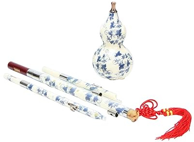 MOTHNUR Chinesisches Hulusi Instrument Porzellan Doppelton Flöte B Beginner Geeignet mit Verpackungsbox für Musikliebhaber und Einsteiger