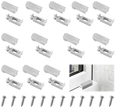 Rongrongago 12 Kit 24 Stück Plissee Ersatzteile Klemmträger, Plissee Spannschuhe mit Schrauben, Universal Spannschuhe für Verspannte Plissees für Klebeträger und Stick & Fix Front Klebeplatten