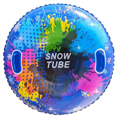 Aufblasbarer Schneereifen mit Griffen, Winter Rutschreifen für Schlittenfahren, Aufblasbarer Schlitten für Kinder & Erwachsene Wintersport, Geburtstagsgeschenk, Familienspaß, Ski Schlittending, Blau