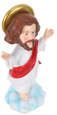 Toyvian Estatua de Resina Jesús Bobblehead para Salpicadero de Coche Figura Decorativa con Cabeza Oscilante Accesorio de Escritorio Festivo y Ornamento Navideño Pequeño y Resistente