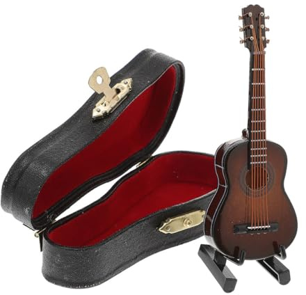 ORFOFE Miniatura di Chitarra Classica in Legno Marrone 8 CM Decorazione in Miniatura per Casa e Casa delle Bambole Piccola Chitarra Decorativa Leggera e Resistente