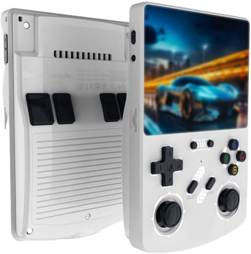 Gettimore R40XX Handheld Game Console 4.2 Inch HD Screen, 128GB Retro Gaming Device with for Two-Player Mode, for LINUX System Compatible White