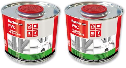 fischer – Limpiador PVC (lata 500 ml) para limpiar y activar restos de PVC rígido de las superficies, incoloro, limpieza de tuberías, para instalaciones de forma profesional, fácil aplicación
