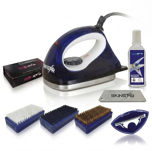 SkinStar Skiwachs Set komplett 8-teilig – Ski wachsen Komplettset für Zuhause mit Wachseisen, Universal-Wachs, 3 Bürsten, Abziehklinge, Reiniger & Kantenschleifer – für ambitionierte Hobbyfahrer