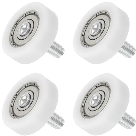 QUARKZMAN 4Pz Rotelle Box Doccia 26mm x 8mm Passo 6mm, Cuscinetti Box Doccia in Nylon Ruote di Ricambio Puleggia per Cassetti Guide per Porte Scorrevoli Bianco, M6 x 10mm Filettatura