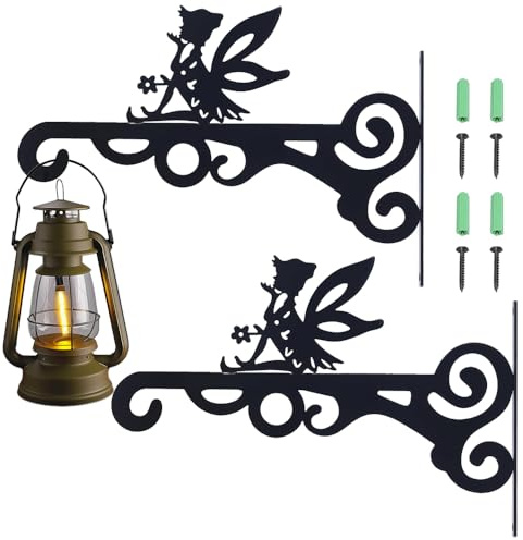 SKIKHN Blumenampel Halterung,2 Stück 25X17.5CM Pflanzenhaken Blumenampelhalter,Eisen Wandhaken,Wandhalter Haken zum Aufhängen von Pflanzer Vogelhäuschen Laterne Windspiele,Garten Balkon Deko Schwarz