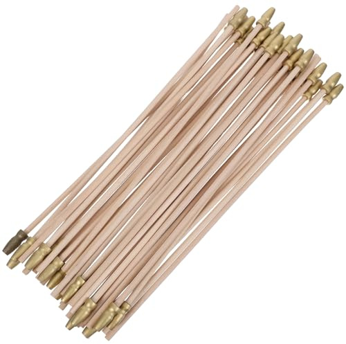 SOLUSTRE 40 Bastoncini per Aste Portabandiera in Legno 30 Cm Cappuccio Dorato, Mini Bastoni per Bandiere Fai da Te per Decorazioni Feste, Eventi Sportivi e Sale Riunioni