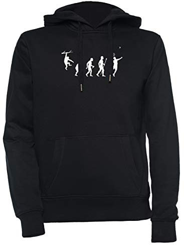 Lustig Badminton Evolution Unisex Schwarz Kapuzenpullover Herren Damen Unisex Black Hoodie Men's Women's XXL