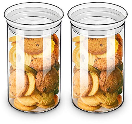ZENS 1100ml Vorratsgläser mit deckel 2er Set, Klar Vorratsdosen Glas mit Glasdeckel Luftdicht, Borosilikatglas Vorratsglas Glasbehälter mit Deckel, Küche Aufbewahrungsgläser für Keks, Zuckerdosen