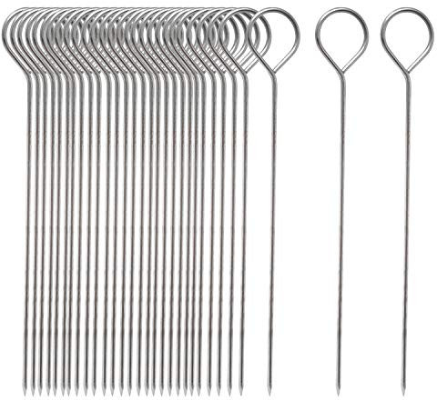 HONBAY 30PCS Stainless Steel Barbecue Skewers Roast Goose Needles Turkey Lacers for Trussing Turkey and Barbecue