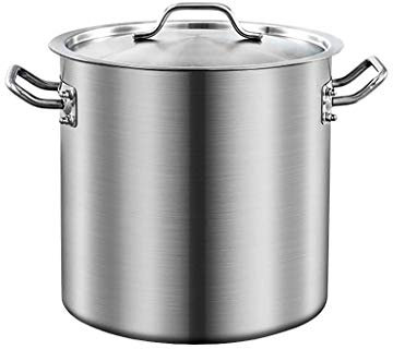 WHLMYH POT Zuppiera con coperchio, in acciaio inox, grande capacità e conduzione rapida del calore, adatto per tutti i piani cottura, argento, 40 cm e 40 cm