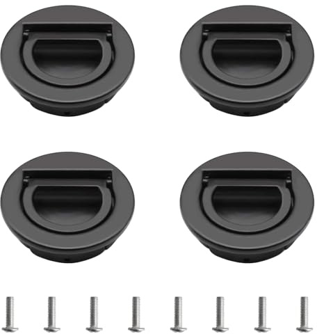 MOROBOR Rund mit Zugring eingebettetem Griff, 4 Stück Tatami versteckte Griffe, unsichtbare Schranktür, Möbelbeschläge mit Schrauben für Schrank, Kleiderschrank, Schublade (schwarz)