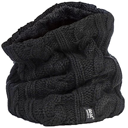 HEAT HOLDERS - Damen Winter Schal Nackenwärmer Halswärmer mit Innen Fleece (Einheitsgröße, Schwarz)