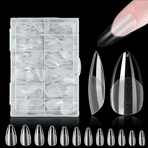 Nail Tips für Gelnägel, ZAHRVIA 420 Stück Künstliche Falsche Nägel Tips, Full Cover Nagelspitzen Set Acryl Falsche Nageltips 12 Größen (Kurz Mandel)